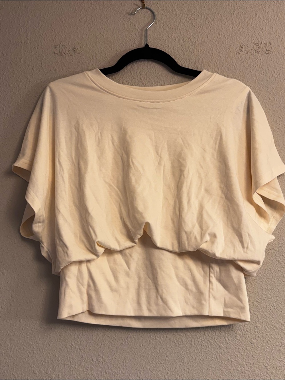 YOINS Cream Layered Short Sleeve Crop Top